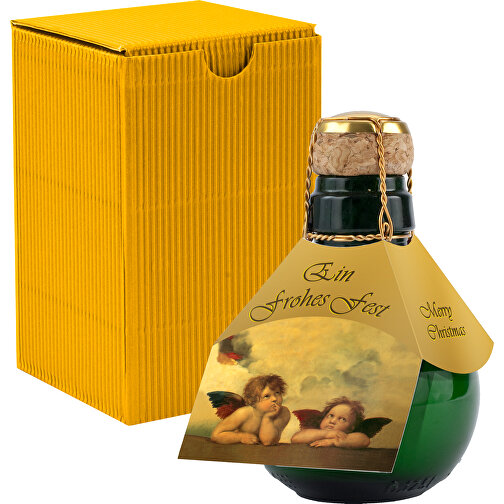Kleinste Sektflasche Der Welt! Raffael - Inklusive Geschenkkarton In Gelb , gelb, Glas, 7,50cm x 12,00cm x 7,50cm (Länge x Höhe x Breite), Bild 1