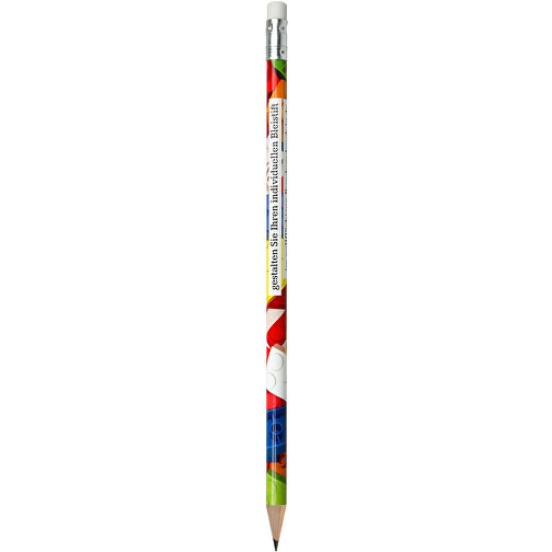 Bleistift Inklusive 360° Folientransferdruck , weiss, Hülse silber, Radierer weiss, Holz, 18,50cm x 0,70cm x 0,70cm (Länge x Höhe x Breite), Bild 1