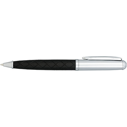 Fidelio Kugelschreiber , schwarz / silber, Metall, Lederimitat, 13,50cm (Länge), Bild 4