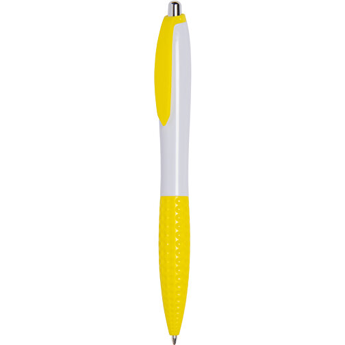 Kugelschreiber JUMP , gelb, weiß, Kunststoff, 14,00cm (Länge), Bild 1