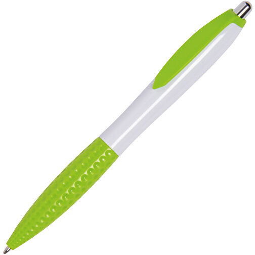 Kugelschreiber JUMP , apfelgrün, weiß, Kunststoff, 14,00cm (Länge), Bild 2