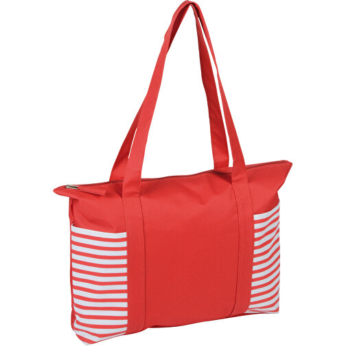 Shopper TWIN , rot, weiß, 600D Polyester, 44,00cm x 8,50cm x 31,50cm (Länge x Höhe x Breite), Bild 1