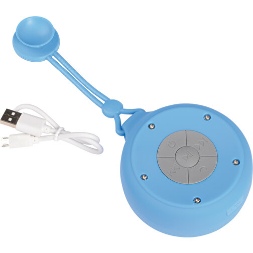 Wireless-Lautsprecher SHOWER POWER , blau, Kunststoff / Silikon, 21,00cm x 8,80cm x 4,30cm (Länge x Höhe x Breite), Bild 2
