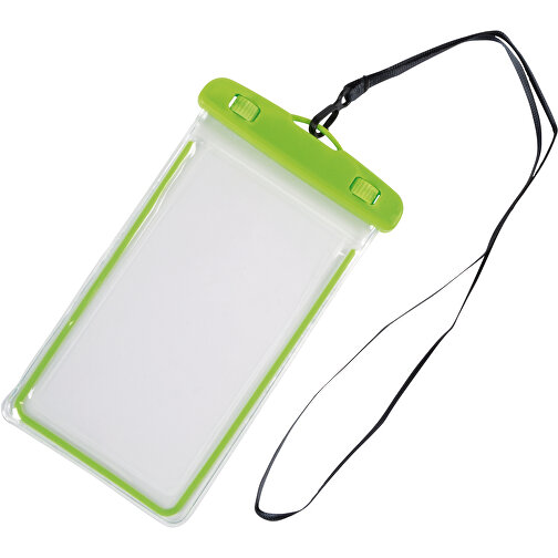 Telefon-Tasche DIVER , apfelgrün, transparent, Kunststoff / PVC, frei von Phthalaten, 21,50cm x 1,60cm x 12,00cm (Länge x Höhe x Breite), Bild 1