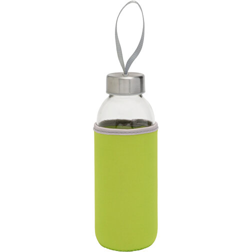 Glas-Flasche TAKE WELL , apfelgrün, transparent, Glas / SBR / Edelstahl, 18,50cm (Höhe), Bild 1
