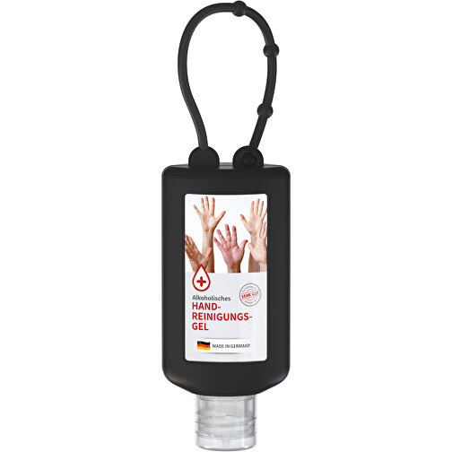 Gel limpiador de manos, 50 ml Bumper (negro), Body Label (R-PET), Imagen 1