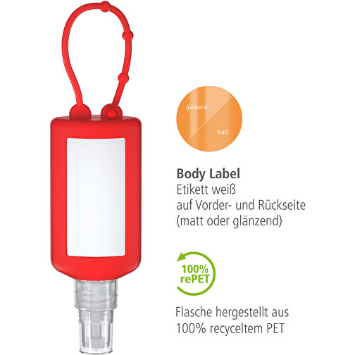 Spray de nettoyage des mains, Bumper de 50 ml, rouge, Body Label (R-PET), Image 3