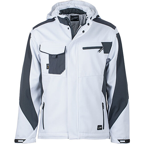 Craftsmen Softshell Jacket , James Nicholson, weiß/carbon, 100% Polyester, 5XL, , Bild 1