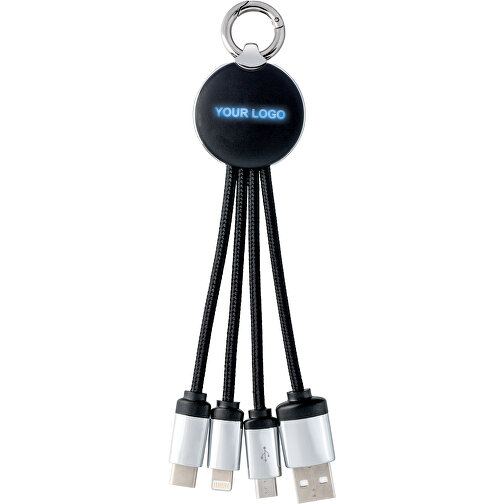 Cable de carga 3en1 con iluminación REFLECTS-PUHALANI BLACK BLUE, Imagen 1