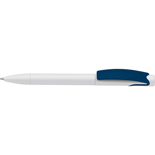Kugelschreiber Punto , weiss / dunkelblau, ABS, 14,70cm (Länge), Bild 3
