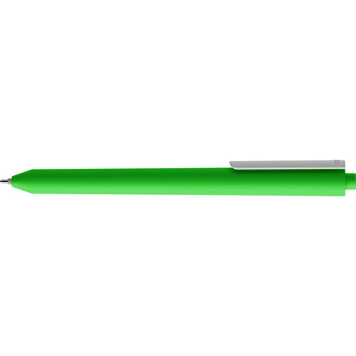 Pigra P03 Soft Touch Push Kugelschreiber , grün / weiß, ABS-Kunststoff, 14,00cm x 1,30cm (Länge x Breite), Bild 5