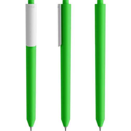 Pigra P03 Soft Touch Push Kugelschreiber , grün / weiss, ABS-Kunststoff, 14,00cm x 1,30cm (Länge x Breite), Bild 6