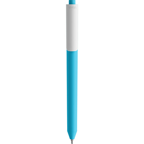 Pigra P03 Push Kugelschreiber , hellblau / weiss, ABS-Kunststoff, 14,00cm x 1,30cm (Länge x Breite), Bild 3