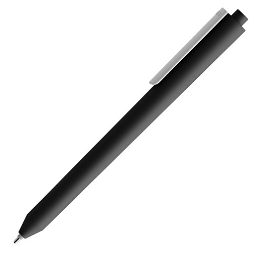 Pigra P03 Push Kugelschreiber , schwarz / weiß, ABS-Kunststoff, 14,00cm x 1,30cm (Länge x Breite), Bild 4