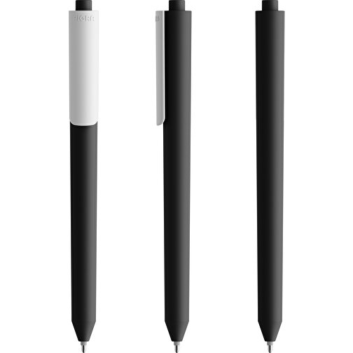 Pigra P03 Push Kugelschreiber , schwarz / weiß, ABS-Kunststoff, 14,00cm x 1,30cm (Länge x Breite), Bild 6