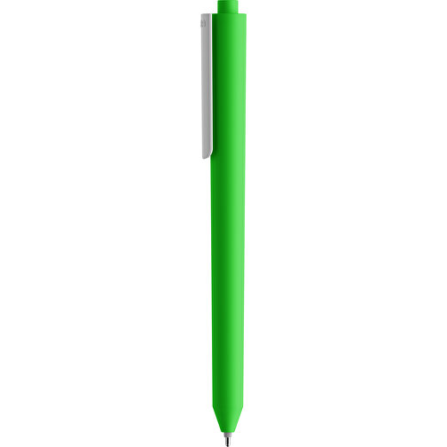 Pigra P03 Push Kugelschreiber , grün / weiß, ABS-Kunststoff, 14,00cm x 1,30cm (Länge x Breite), Bild 1