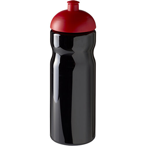 H2O Active® Base 650 Ml Sportflasche Mit Stülpdeckel , schwarz / rot, PET Kunststoff, 90% PP Kunststoff, 10% TPE Kunststoff, 22,30cm (Höhe), Bild 1
