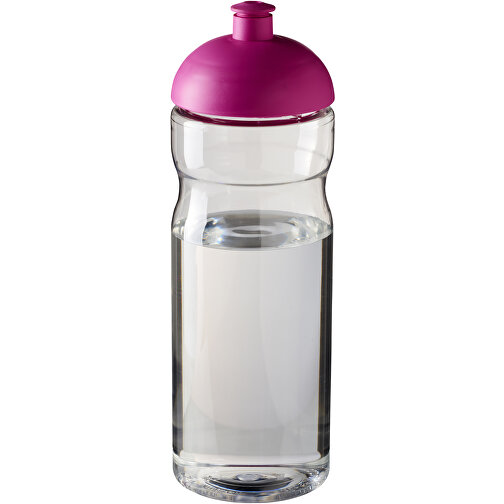 H2O Active® Base 650 Ml Sportflasche Mit Stülpdeckel , transparent / rosa, PET Kunststoff, 90% PP Kunststoff, 10% TPE Kunststoff, 22,30cm (Höhe), Bild 1
