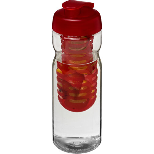 H2O Active® Base 650 Ml Sportflasche Mit Klappdeckel Und Infusor , transparent / rot, PET Kunststoff, PP Kunststoff, PP Kunststoff, 22,10cm (Höhe), Bild 1