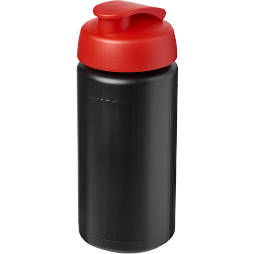 Baseline® Plus Grip 500 Ml Sportflasche Mit Klappdeckel , schwarz / rot, HDPE Kunststoff, PP Kunststoff, 18,50cm (Höhe), Bild 1