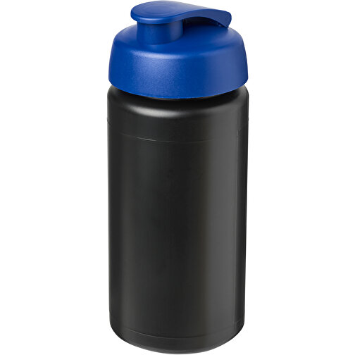 Baseline® Plus Grip 500 Ml Sportflasche Mit Klappdeckel , schwarz / blau, HDPE Kunststoff, PP Kunststoff, 18,50cm (Höhe), Bild 1