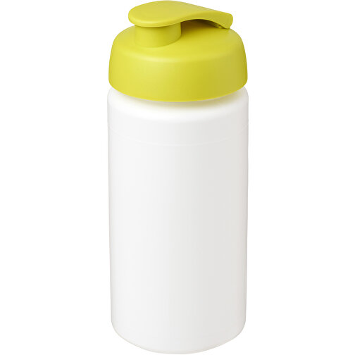Baseline® Plus Grip 500 Ml Sportflasche Mit Klappdeckel , weiß / limone, HDPE Kunststoff, PP Kunststoff, 18,50cm (Höhe), Bild 1