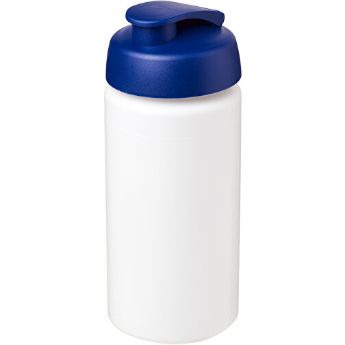 Baseline® Plus Grip 500 Ml Sportflasche Mit Klappdeckel , weiss / blau, HDPE Kunststoff, PP Kunststoff, 18,50cm (Höhe), Bild 1