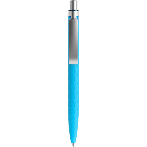 Prodir QS01 Soft Touch PRS Push Kugelschreiber , Prodir, cyanblau/silber satiniert, Kunststoff/Metall, 14,10cm x 1,60cm (Länge x Breite), Bild 1