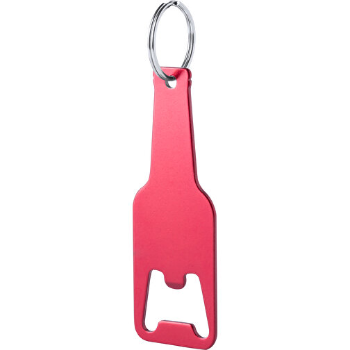 Schlüsselanhänger Flaschenöffner CLEVON , rot, Aluminium, 3,00cm x 0,20cm x 8,90cm (Länge x Höhe x Breite), Bild 1