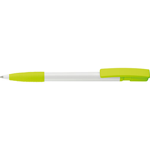 Kugelschreiber Nash Hardcolour Mit Gummigriff , weiss / hellgrün, ABS, 14,50cm (Länge), Bild 3