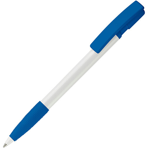 Kugelschreiber Nash Hardcolour Mit Gummigriff , weiß / royalblau, ABS, 14,50cm (Länge), Bild 2