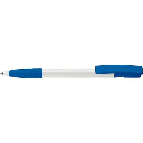 Kugelschreiber Nash Hardcolour Mit Gummigriff , weiß / royalblau, ABS, 14,50cm (Länge), Bild 3
