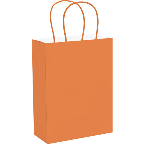 Kleine Papiertasche Im Eco Look 120g/m² , orange, Papier, 18,00cm x 24,00cm x 8,00cm (Länge x Höhe x Breite), Bild 2