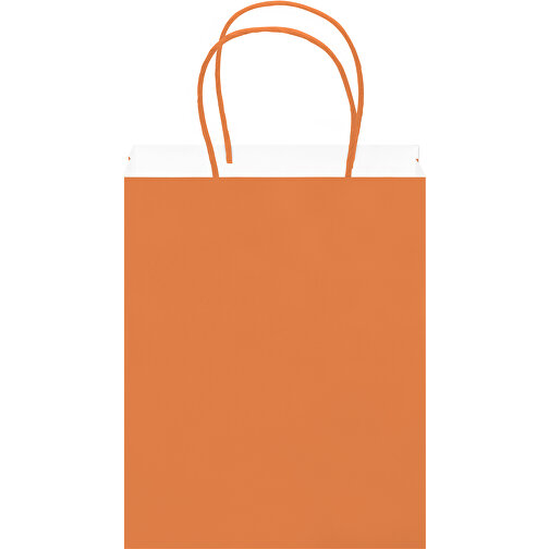 Kleine Papiertasche Im Eco Look 120g/m² , orange, Papier, 18,00cm x 24,00cm x 8,00cm (Länge x Höhe x Breite), Bild 4