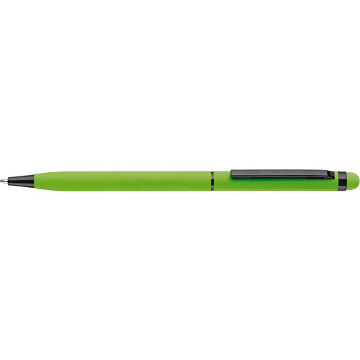 Kugelschreiber Stylus Metall Gummiert , hellgrün, Aluminium & Metall, 13,60cm (Länge), Bild 3