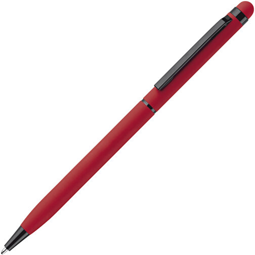 Kugelschreiber Stylus Metall Gummiert , rot, Aluminium, Metall, 13,60cm (Länge), Bild 2
