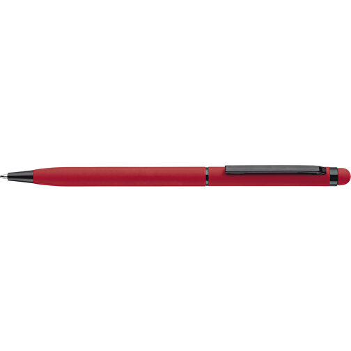 Kugelschreiber Stylus Metall Gummiert , rot, Aluminium, Metall, 13,60cm (Länge), Bild 3