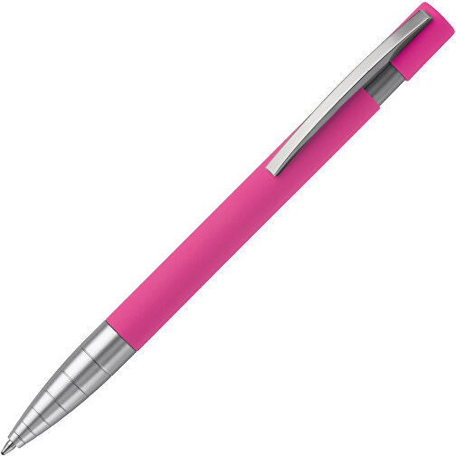Kugelschreiber Santiago Gummiert , rosa, Aluminium & Metall, 14,20cm (Länge), Bild 2