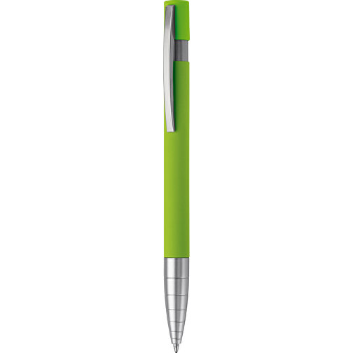 Kugelschreiber Santiago Gummiert , hellgrün, Aluminium & Metall, 14,20cm (Länge), Bild 1