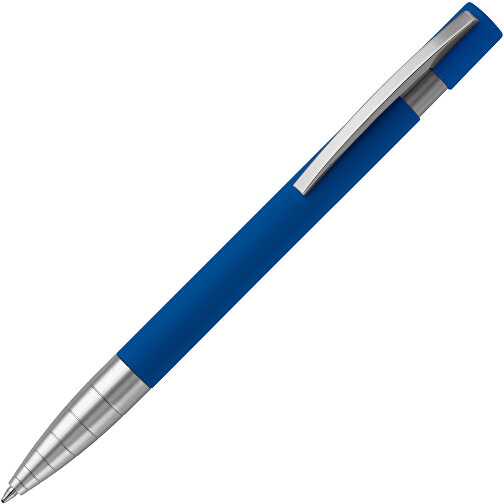 Kugelschreiber Santiago Gummiert , dunkelblau, Aluminium & Metall, 14,20cm (Länge), Bild 2