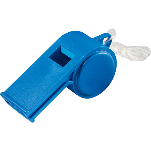 Trillerpfeife 'Sport', Mit Kordel, Uni-colour , standard-blau PP, Kunststoff, 5,70cm x 2,50cm x 2,00cm (Länge x Höhe x Breite), Bild 1