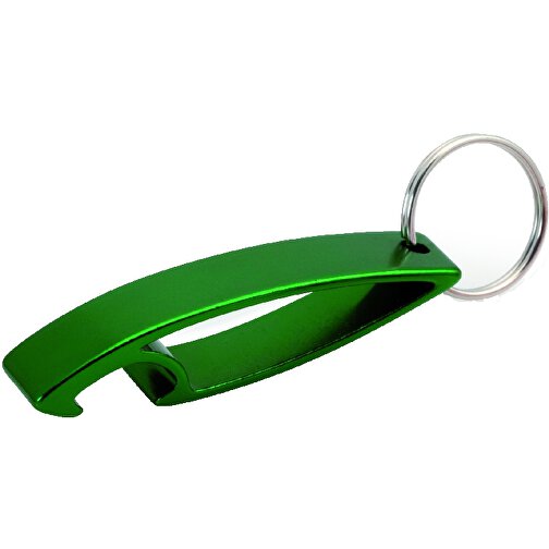 Schlüsselanhänger Flaschenöffner SAMO , grün, Aluminium, 1,10cm x 1,50cm x 6,70cm (Länge x Höhe x Breite), Bild 1