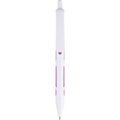 Kugelschreiber Favour Weiß , Promo Effects, weiß / lila, Kunststoff, 14,20cm (Länge), Bild 3
