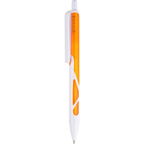 Kugelschreiber Favour Weiss , Promo Effects, weiss / orange, Kunststoff, 14,20cm (Länge), Bild 1