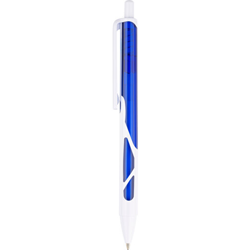 Kugelschreiber Favour Weiss , Promo Effects, weiss / dunkelblau, Kunststoff, 14,20cm (Länge), Bild 2