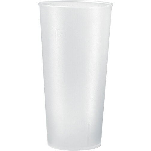 Trinkbecher 'Mehrweg' 0,5 L , transparent-milchig, Kunststoff, 16,40cm (Höhe), Bild 1