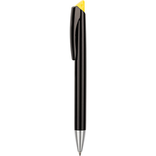 Kugelschreiber Roxi Schwarz , Promo Effects, schwarz / gelb, Kunststoff, 14,10cm (Länge), Bild 1