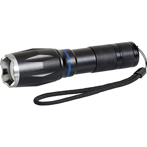 Multifunktions Taschenlampe Mit Zoom-Funktion Und Trageschlaufe , schwarz, Aluminium, 15,00cm (Höhe), Bild 1
