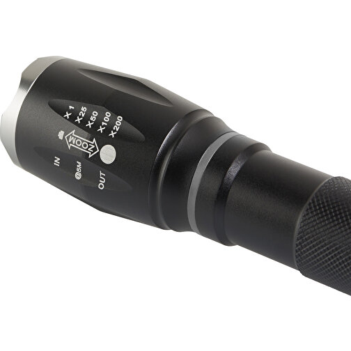 Multifunktions Taschenlampe Mit Zoom-Funktion Und Trageschlaufe , schwarz, Aluminium, 15,00cm (Höhe), Bild 10