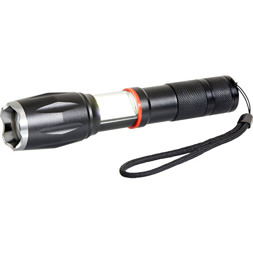 Multifunktions Taschenlampe Mit Zoom-Funktion Und Trageschlaufe , schwarz, Aluminium, 15,00cm (Höhe), Bild 7